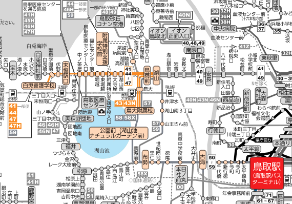 (57-59)鳥取大学線（布勢）路線図